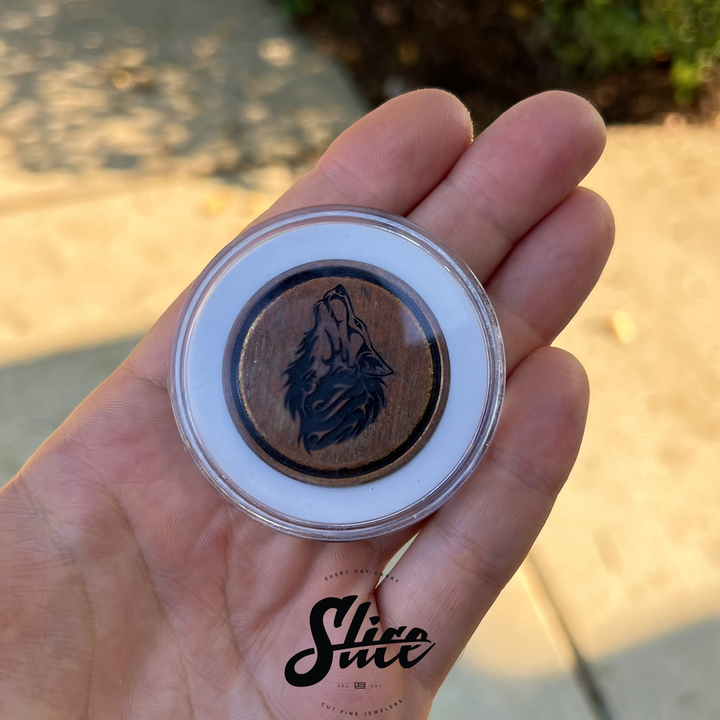JI Knives Brass Wolf coin