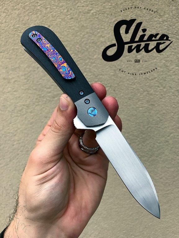 **SOLD** Pena Zulu liner lock flipper with timascus pocket clip.