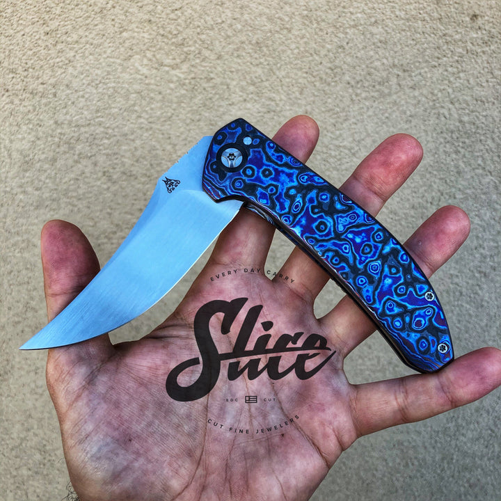 Walter Randolph black timascus Persian framelock flipper