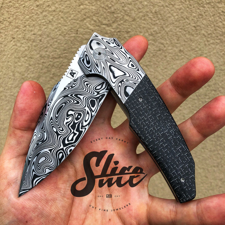 *SOLD* A2 Knives A6 premium in damasteel