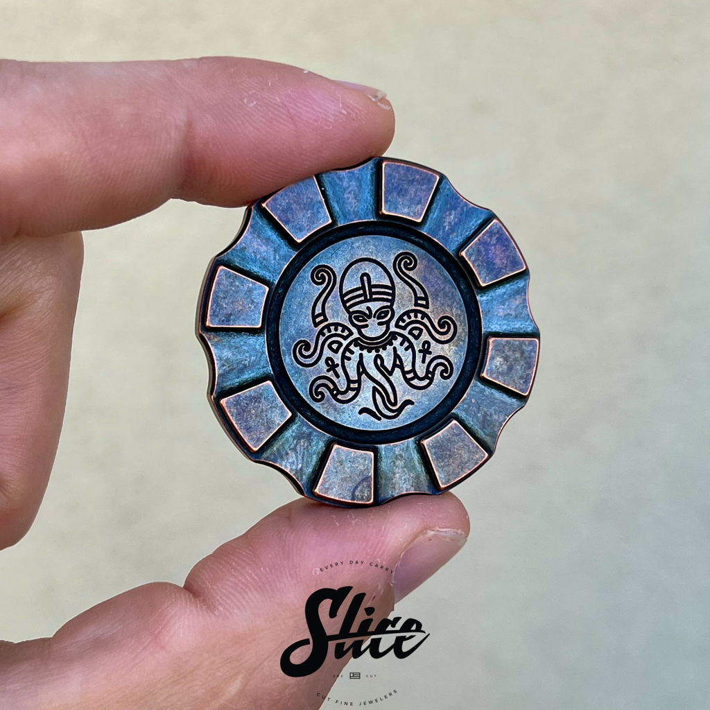 HiTex copper chip with Egyptian Kraken and Scarab